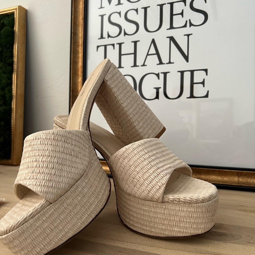 Larroude Cream Platform Shoes